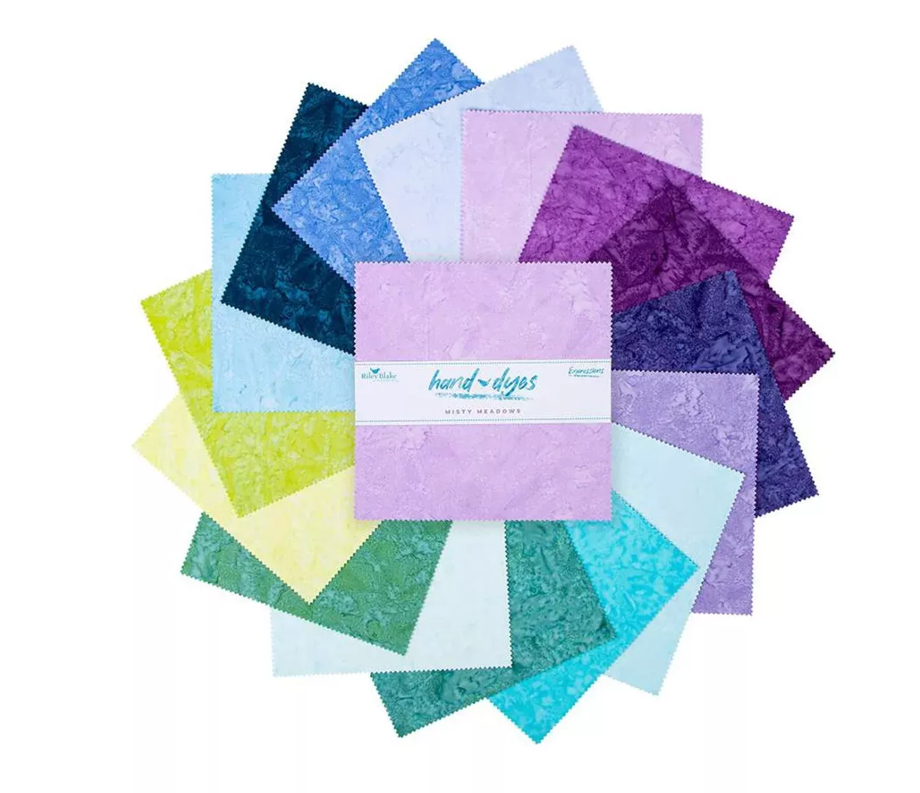 Batiks Hand-Dyes Misty Meadows 10" Stacker-42 Pcs