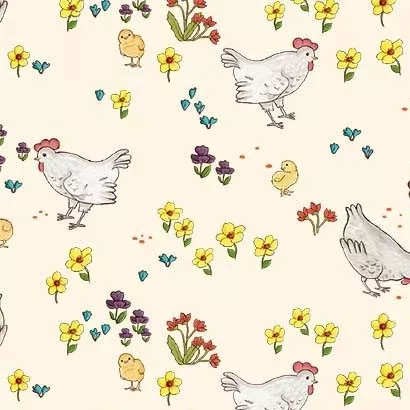 "Farm Days"CHICKEN FARM CREME from Michael Miller Fabrics