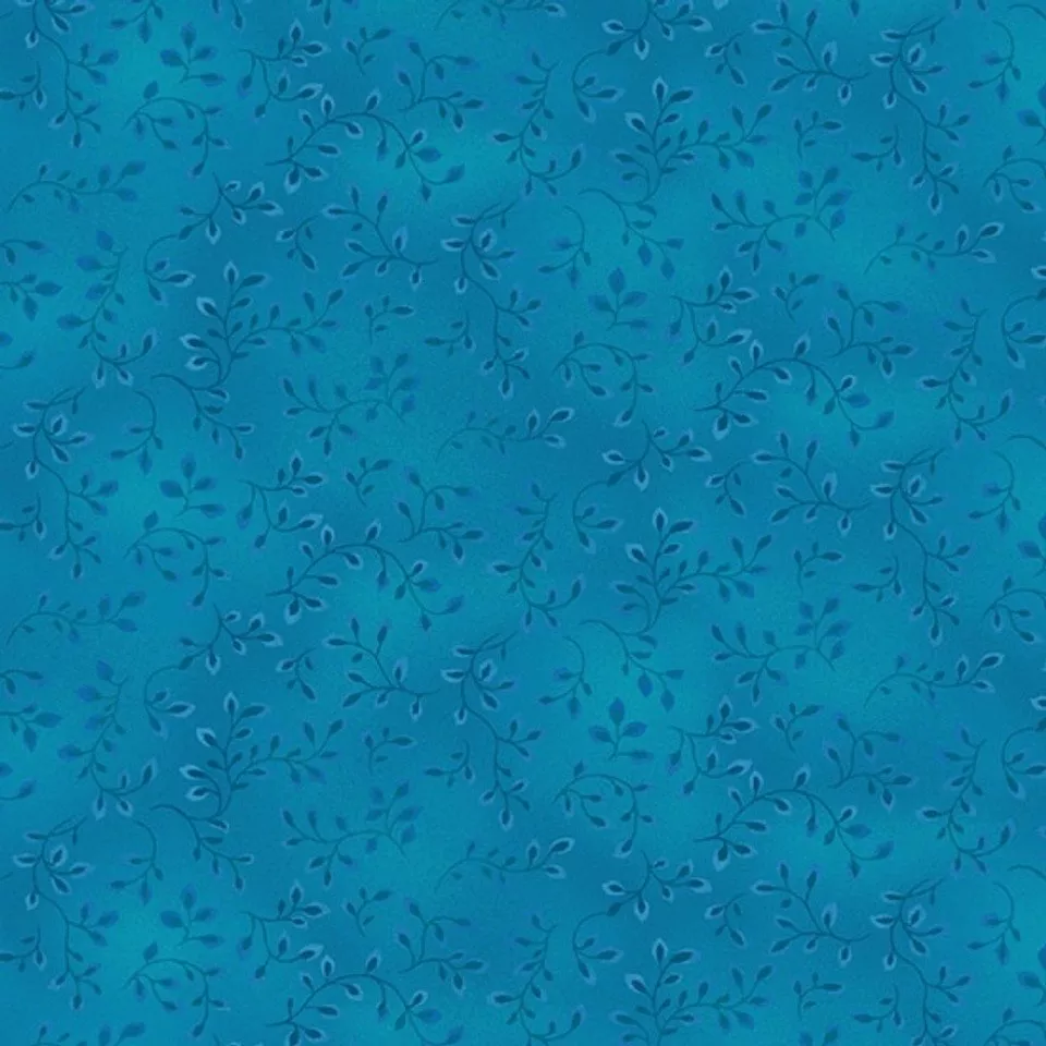 -Henry Glass Folio BasicsTonal vining foliage -7755-71 Cerulean Blue