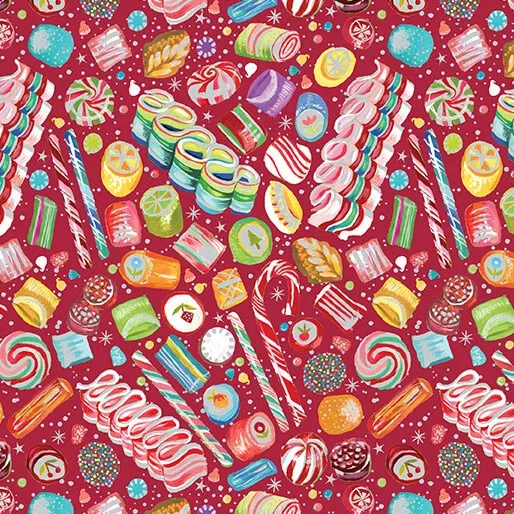 "Magical Season" Magical Sweets Red/Multi by Katie Daisy for Benartex