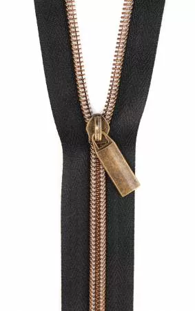Zippers By The Yard Black Tape Antique Teeth #5